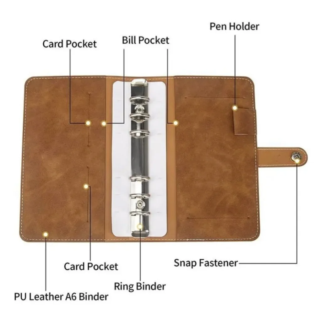 Amazon Faux Leather A5 Binder Card Holders Zip Up Plastic Pouch Pen Holder New
